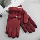 Перчатки женские утеплённые безразмерные, комбинированные, искусственный мех, для сенсорных экранов, цвет бордовый - Фото 1