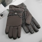 Перчатки женские утеплённые безразмерные, комбинированные, искусственный мех, для сенсорных экранов, цвет серый - Фото 1