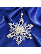 Ёлочная игрушка «Зимнее волшебство. Узорчатая снежинка», d=13.2 см, прозрачный, МИКС - Фото 3