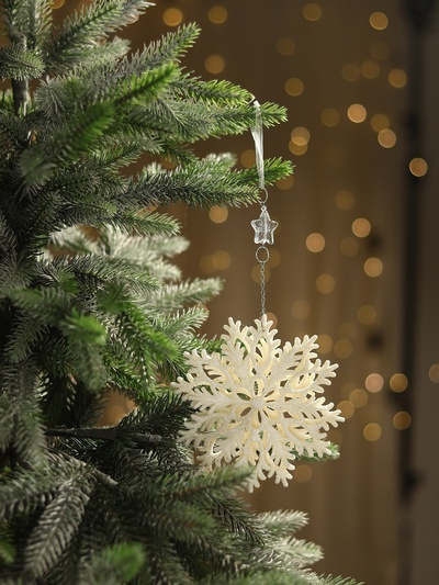 Ёлочная игрушка «Зимнее волшебство. Снежинка резная», d=13 см, белый