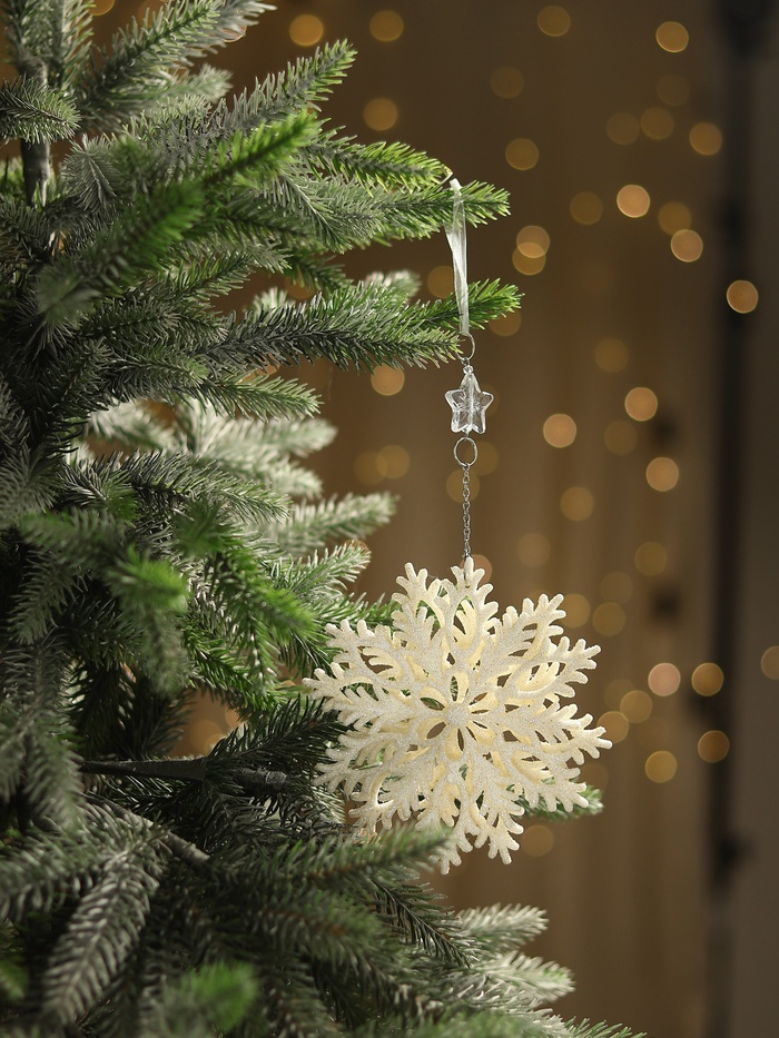 Ёлочная игрушка «Зимнее волшебство. Снежинка резная», d=13 см, белый - Фото 1