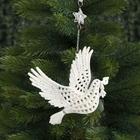 Ёлочная игрушка «Зимнее волшебство. Голубь с веткой» пластик, 12.5×11.5 см, белый - Фото 2