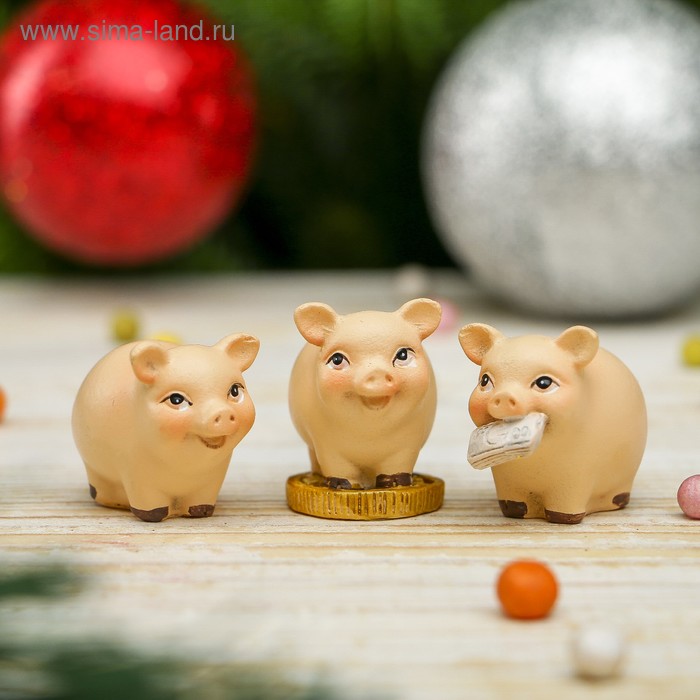 Сувенир полистоун "Денежная хрюшка" МИКС 2,8х4х2 см - Фото 1