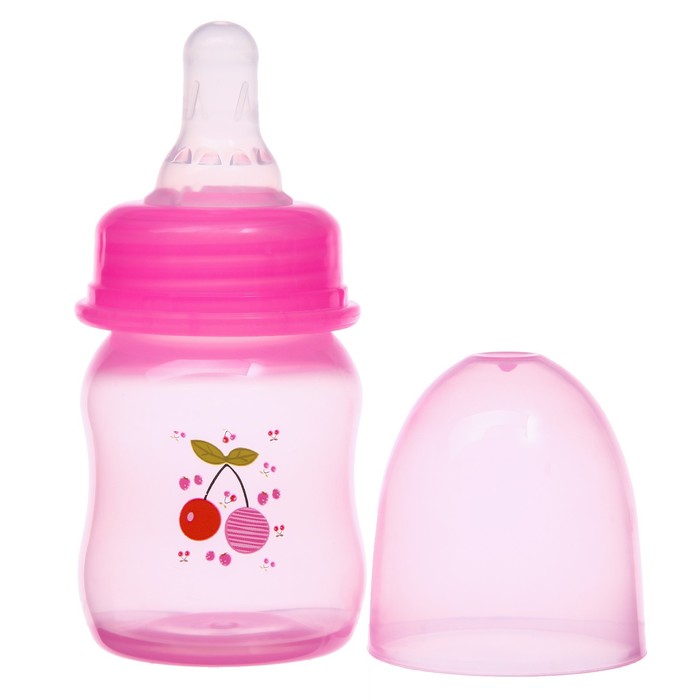 Бутылочка для кормления цветная, классическое горло, 60 мл., от 0 мес., рисунок МИКС для девочки - фото 1905496202