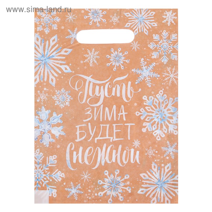 Пакет подарочный полиэтиленовый «Снежная зима», 23 × 29,5 см - Фото 1