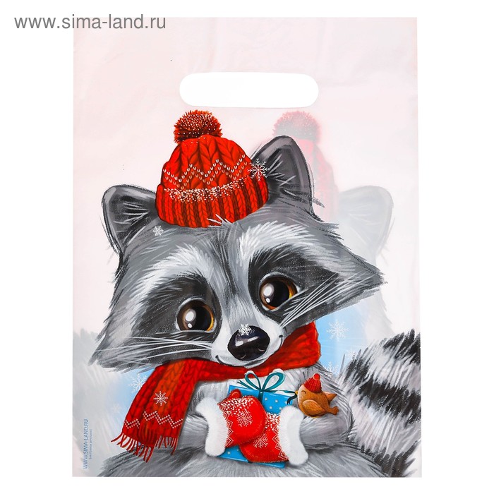 Пакет подарочный полиэтиленовый «Енот», 23 × 29,5 см - Фото 1