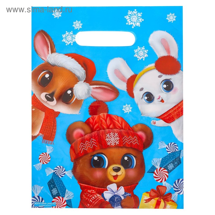 Пакет подарочный полиэтиленовый «Веселые зверята», 23 × 29,5 см - Фото 1
