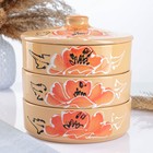 Набор для холодца Псковский гончар «Подарочный. Мак», 3 шт., 750 мл, керамика, бежевый - Фото 1