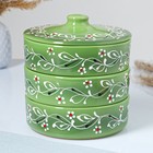 Набор для холодца Псковский гончар «Ритм», 3 ёмкости, 750 мл, керамика, зелёный - Фото 1