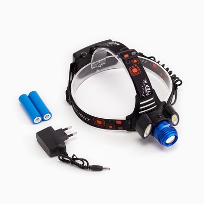 Фонарь налобный аккумуляторный "Мастер К", 1200 мАч, 180 лм, 4 режима, 7.5 х 8 см