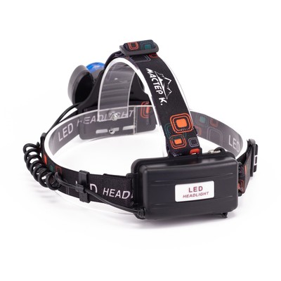 Фонарь налобный аккумуляторный "Мастер К", 1200 мАч, 180 лм, 4 режима, 7.5 х 8 см