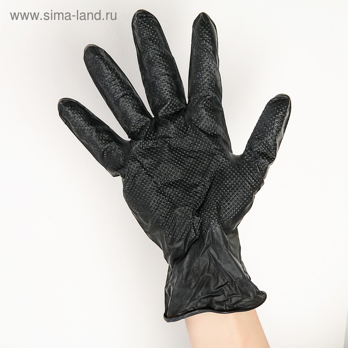 Перчатки нитриловые неопудренные Black sapfir, размер L, 50 шт/уп, цвет чёрный, цена за 1 шт. - Фото 1
