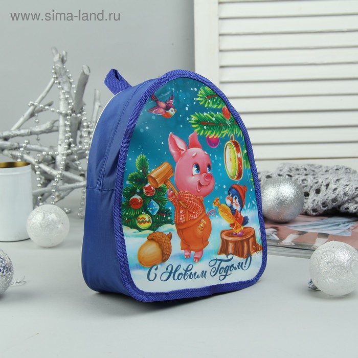 Рюкзак детский новогодний, отдел на молнии, цвет синий - Фото 1