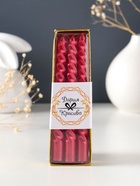 Набор свечей витых, 1.5×15 см, 3 шт., рубиновые - фото 121932283