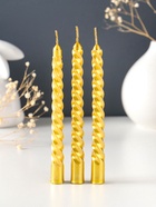 Набор свечей витых, 1.5×15 см, 3 шт., золотой - Фото 1