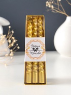 Набор свечей витых, 1.5×15 см, 3 шт., золотой - Фото 4