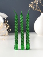 Набор свечей витых, 1.5×15 см, 3 шт., зелёный блистер - Фото 1