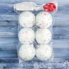 Ёлочные игрушки «Пушистый блеск», шары новогодние, d=6 см, 6 шт., белый - Фото 2