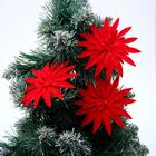 Ёлочные игрушки 3 шт. «Зимнее волшебство. Астра» пластик, 8 см, красный - Фото 2