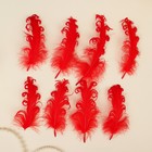 Набор перьев для декора 8 шт, размер 1 шт: 13,5 × 2 см, цвет красный - Фото 2