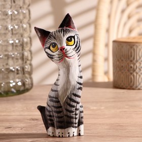 Сувенир дерево "Котёнок" серый 6х3х18 см 3370284
