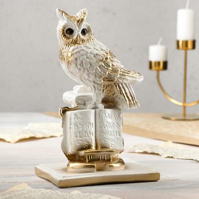 Сувенир "Сова на колонне", белая, гипс, 27 см, микс