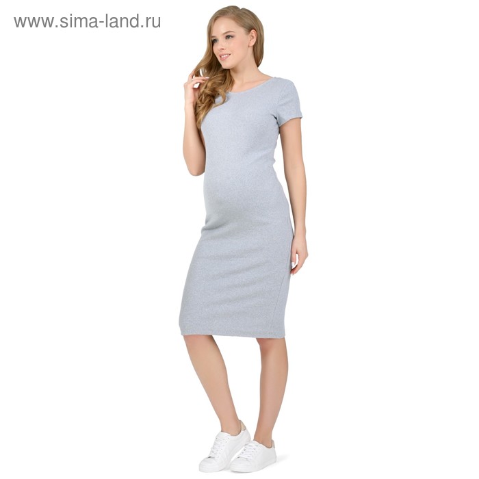 Платье для беременных 100857 цвет серый меланж, р-р 50 - Фото 1