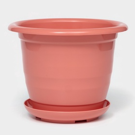 Горшок для цветов с поддоном Доляна «Арена», 2 л, пластиковый цвет коралловый