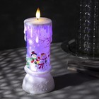 Светодиодная фигура «Свеча со снеговиком» 10 × 23 × 10 см, пластик, батарейки ААх3 (не в комплекте), свечение RGB - фото 8715953