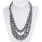 Бусы 3 яруса «Жемчужинка» удлиненные, цвет серый - Фото 1