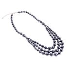 Бусы 3 яруса «Жемчужинка» удлиненные, цвет серый - Фото 2