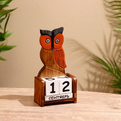 Вечный календарь настольный «Сова», 10.5×5×19 см, дерево