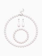 Набор 3 предмета: серьги, бусы, браслет «Классика», цвет белый, 45 см - Фото 1