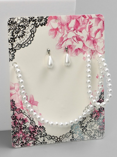 Набор 3 предмета: серьги, бусы, браслет «Классика», белый, 45 см