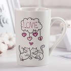 Кружка фарфоровая Доляна «Коты любви», 380 мл, цвет белый - Фото 1
