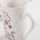 Кружка фарфоровая Доляна «Коты любви», 380 мл, цвет белый - Фото 3