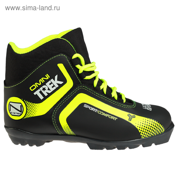 Ботинки лыжные TREK Omni 1 NNN ИК, цвет чёрный, лого лайм неон, размер 38 - Фото 1