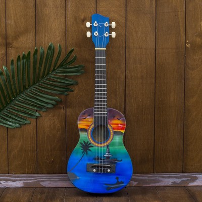 Сувенирный музыкальный инструмент Гитара-укулеле "Пейзаж мечты" 55х20х6 см