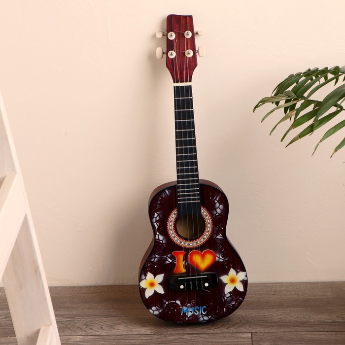 Музыкальный инструмент гитара-укулеле "Цветы" 55х20х6 см - Фото 1