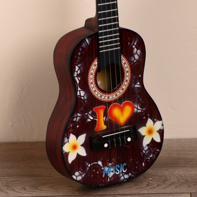 Сувенирный музыкальный инструмент гитара-укулеле «Цветы», 55×20×6 см