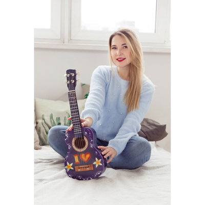 Сувенирный музыкальный инструмент гитара-укулеле «Цветы», 55×20×6 см