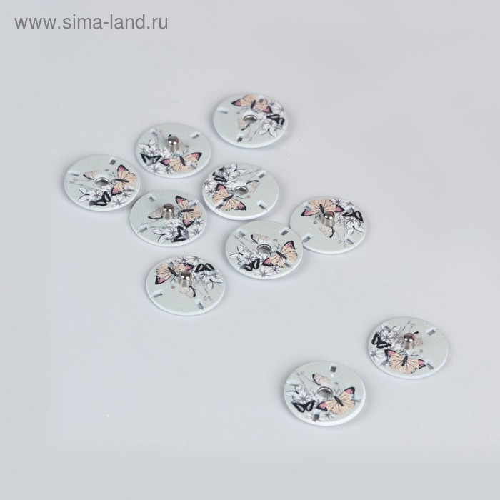 Кнопки пришивные декоративные «Бабочки», d = 18 мм, 5 шт, цвет серый