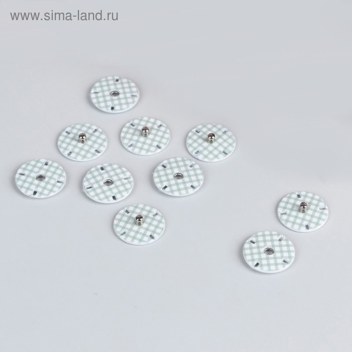 Кнопки пришивные декоративные «Клетка», d = 18 мм, 5 шт, цвет белый - Фото 1