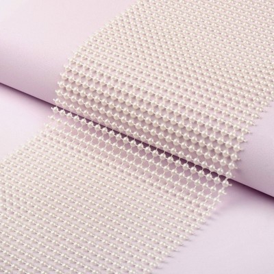 Лента с имитацией жемчуга, 12 см, 9±1 м, цвет молочный