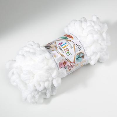 Плюшевая пряжа для вязания руками ALIZE, Puffy, 100 % микрополиэстер, 9 м/100 г, (55 белый)