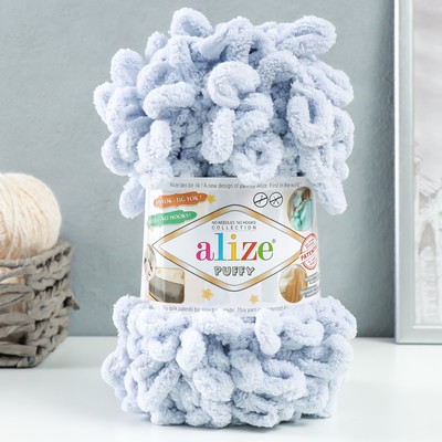Плюшевая пряжа для вязания руками ALIZE, Puffy, 100 % микрополиэстер, 9 м/100 г, (416 серый)