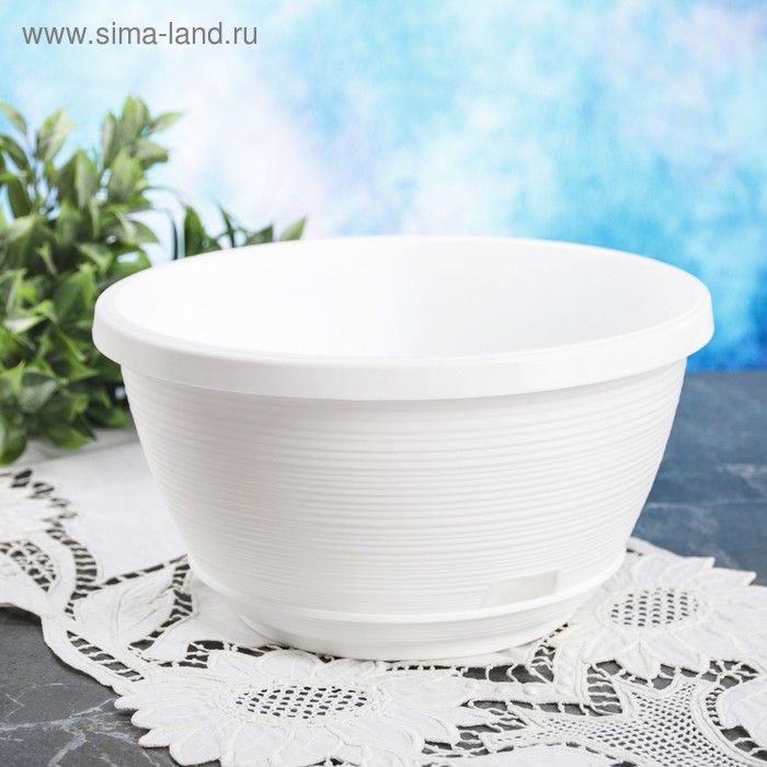 Горшок с поддоном 4,5 л, d=26, h=14 "Марсель", цвет белый - Фото 1