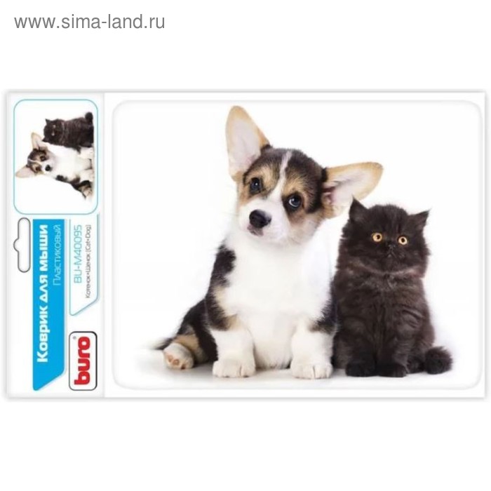 Коврик для мыши Buro BU-M40095 рисунок/котенок и щенок - Фото 1