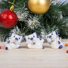 Сувенир керамика "Хрюшка-свинюшка с бантиком" белая с синим МИКС 5х5,5х3,5 см - Фото 1