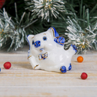Сувенир керамика "Хрюшка-свинюшка с бантиком" белая с синим МИКС 5х5,5х3,5 см - Фото 3
